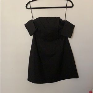 strapless black mini dress